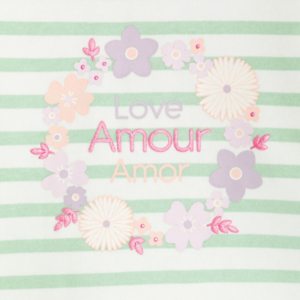 سترة مخططة من الصوف الناعم منمقة برسوم، باللون الأخضر للفتيات الصغيرات